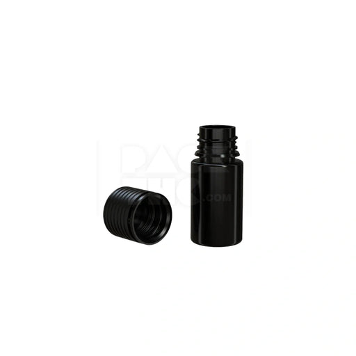 30ml stubby spiral cr bottle with friction fit closure tamper evident break off band opaque black bottle with opaque black closure 1000 count