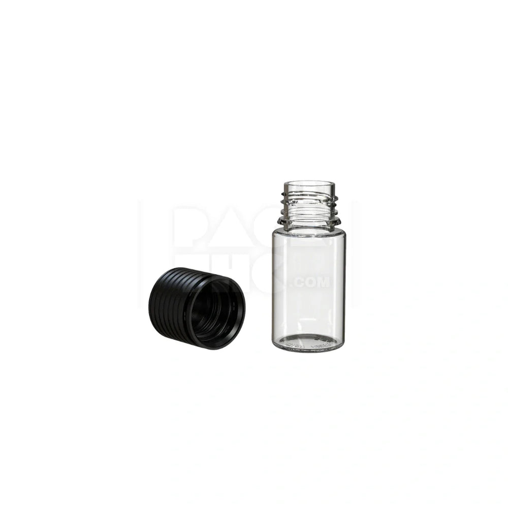 30ml stubby spiral cr bottle clear natural black cap 1000 count