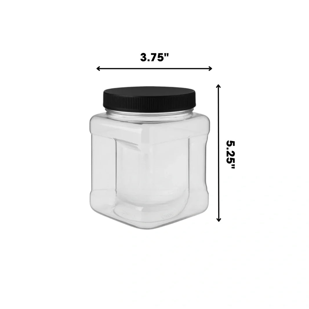 image 32oz plastic grip jars clear with white lid