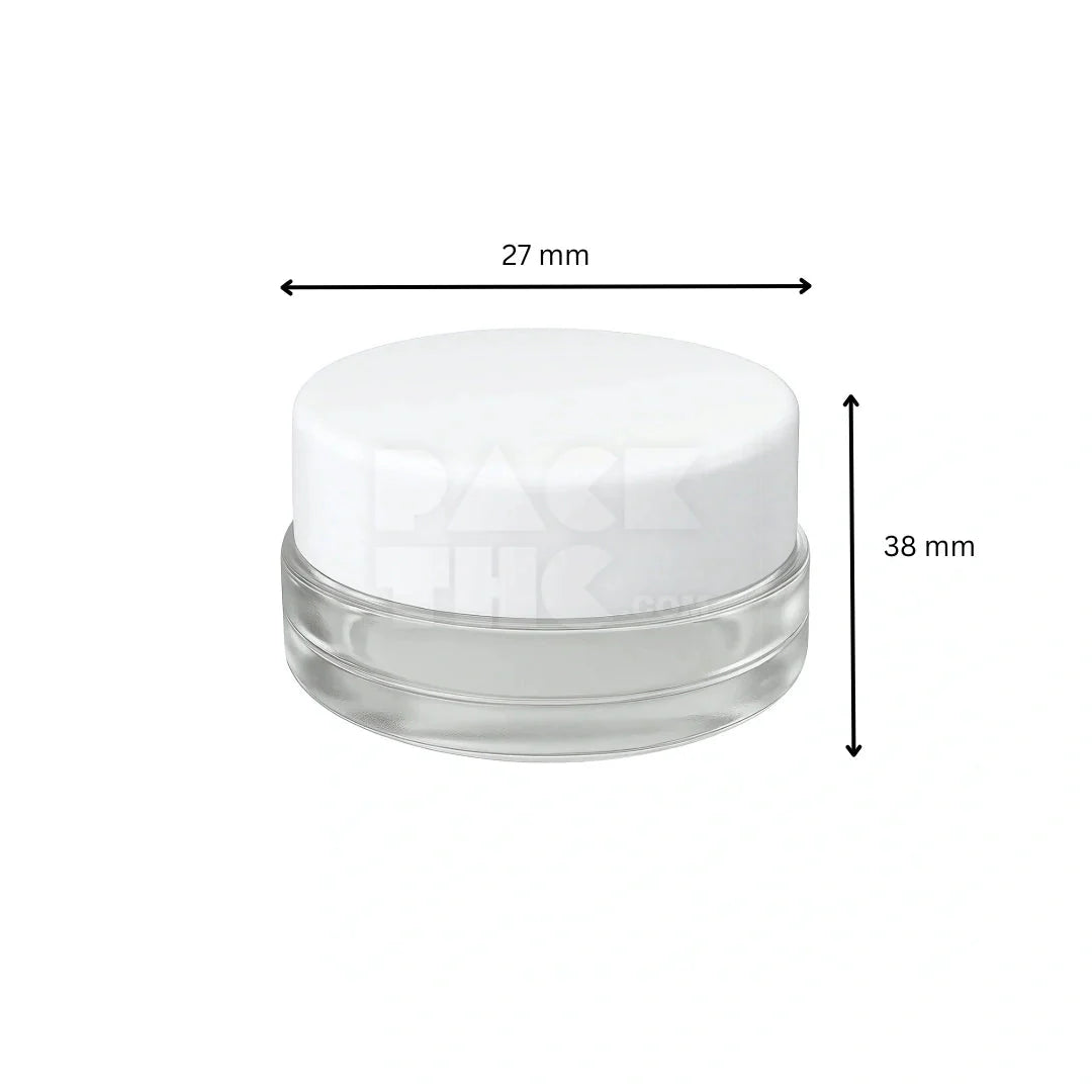 7 ml cr glass round concentrate container white lid