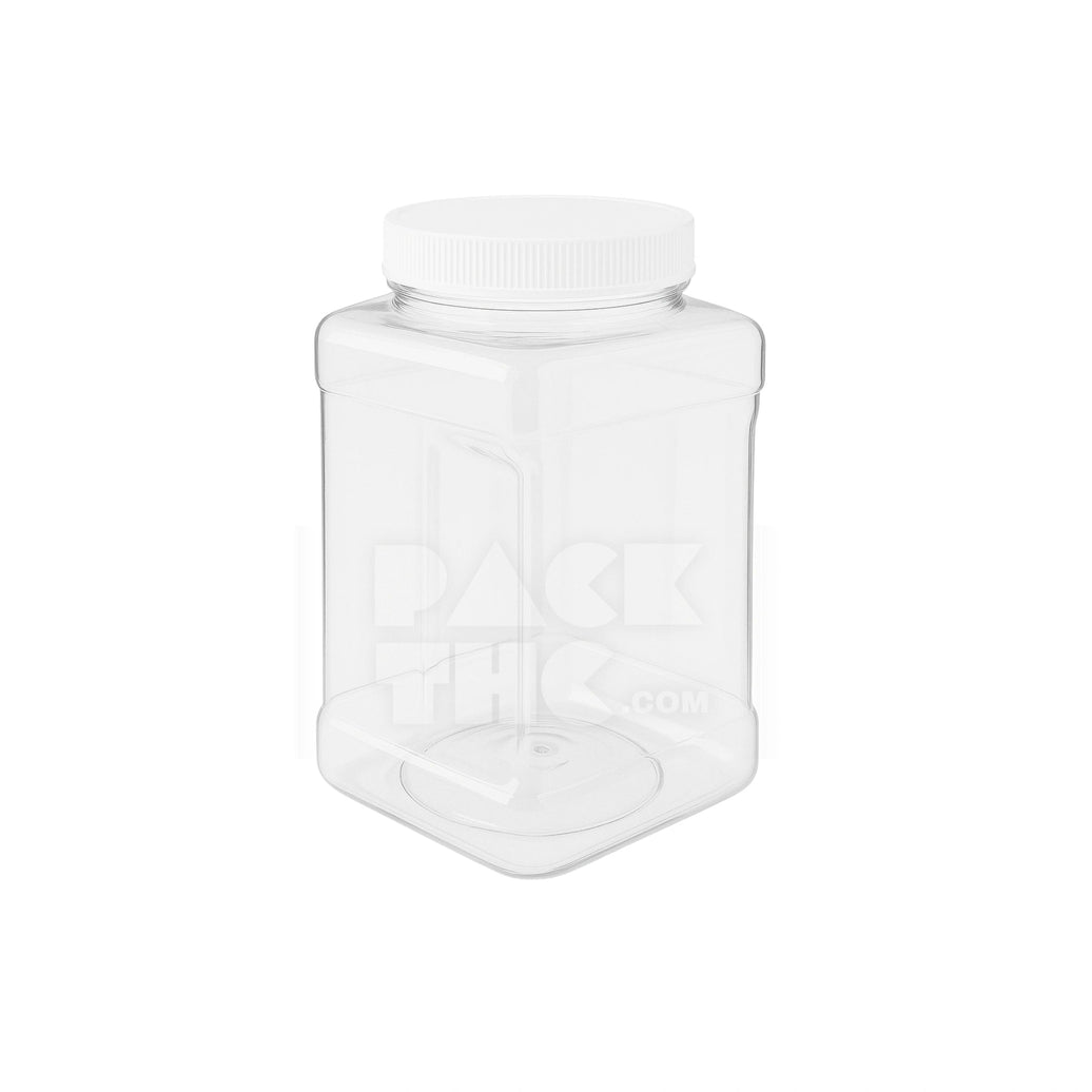 48oz plastic grip jars clear with white lid