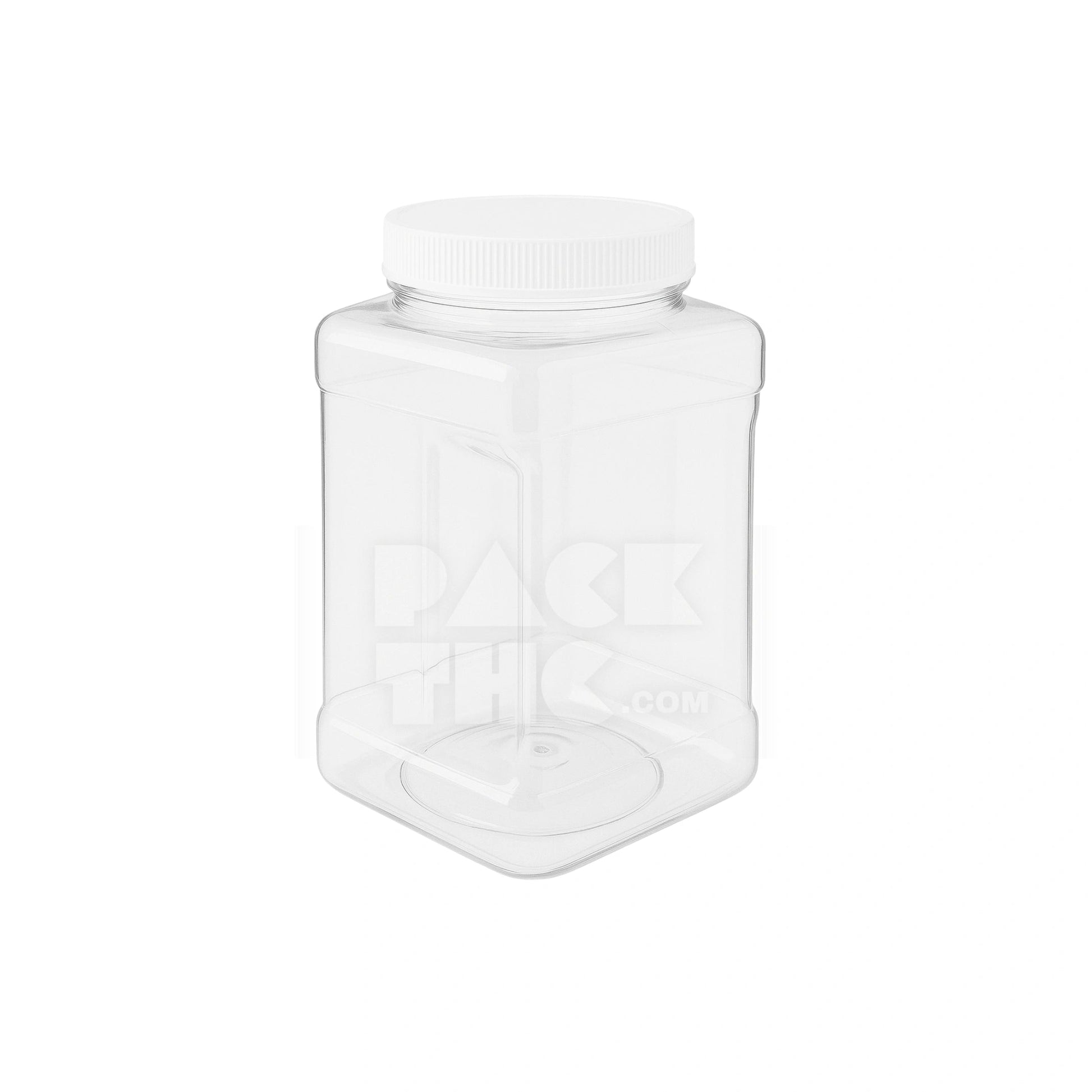 48oz plastic grip jars clear with white lid