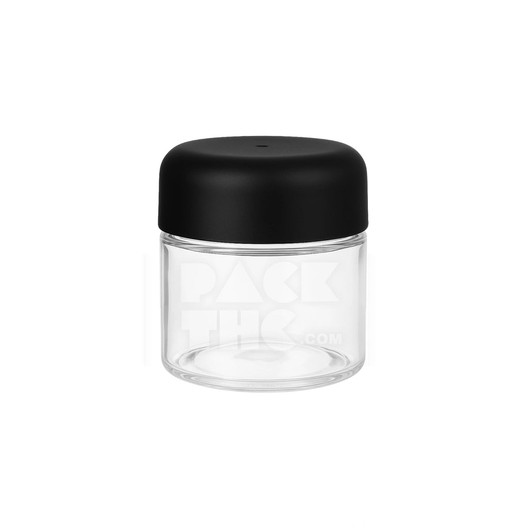 4OZ CLEAR SCREW TOP GLASS JAR 
WITH CURVED MATTE BLACK SMOOTH LID - (100 COUNT) Pack THC
