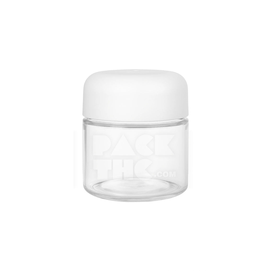 4OZ CLEAR SCREW TOP GLASS JAR 
WITH CURVED MATTE WHITE SMOOTH LID - (100 COUNT) Pack THC