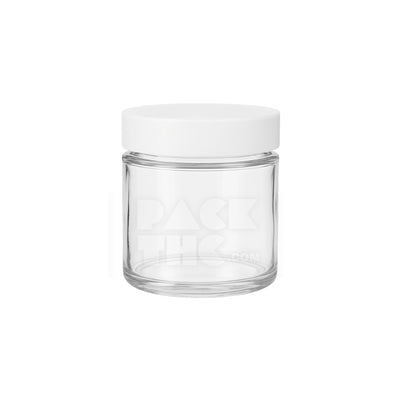 4OZ CLEAR SCREW TOP GLASS JAR WITH MATTE WHITE SMOOTH LID  - (90)