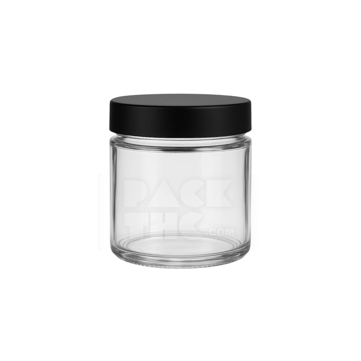 4oz clear screw top glass jar with matte black smooth lid