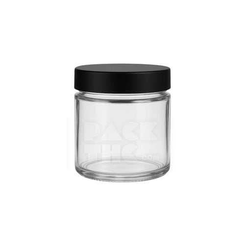 4oz clear screw top glass jar with matte black smooth lid