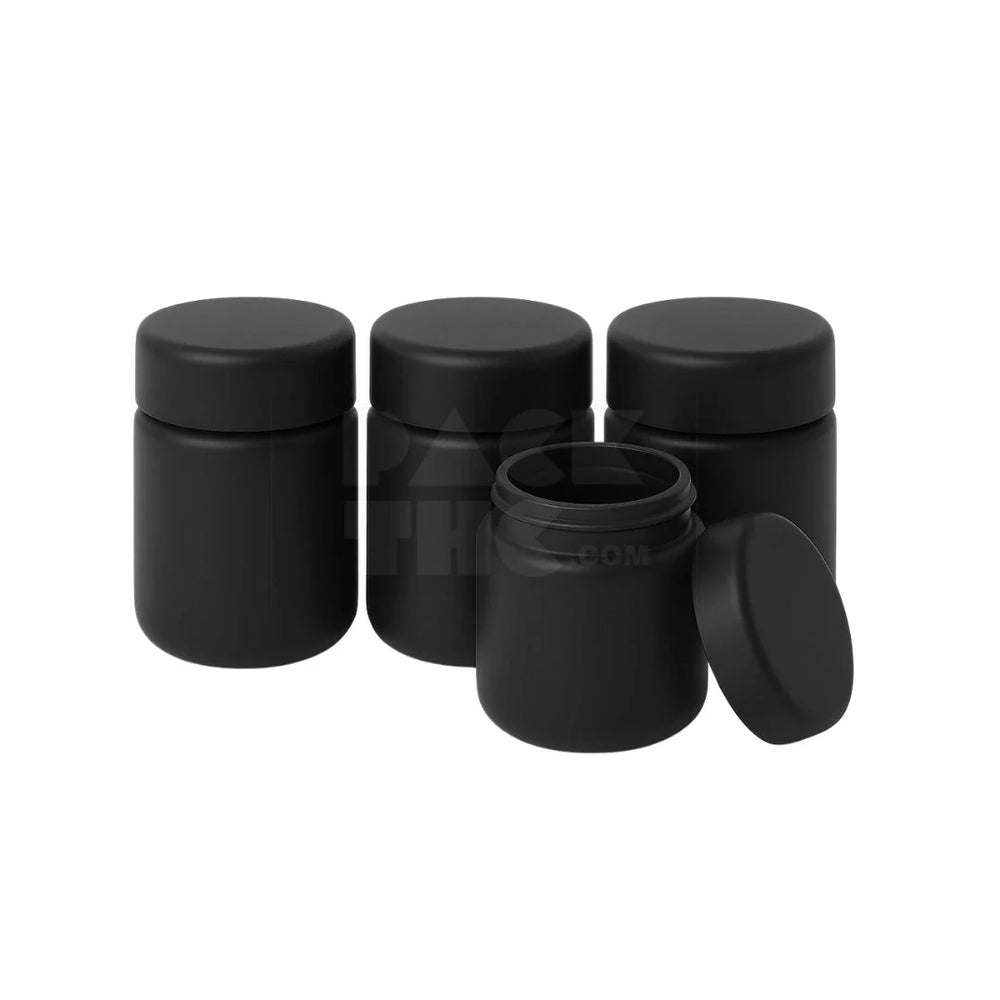 4oz plastic jar with curved cap black with black lid