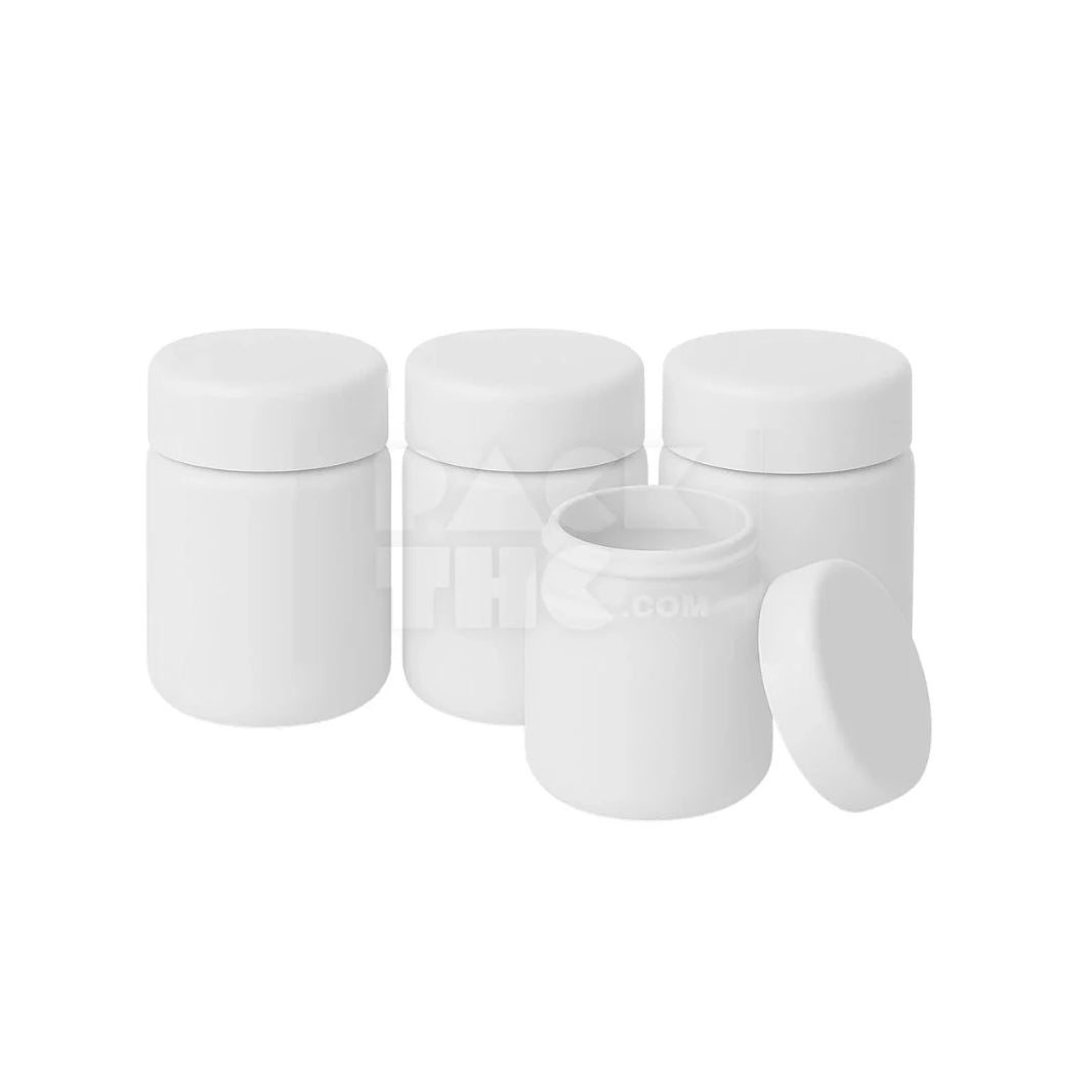 image 4oz plastic jar with curved cap white with white lid