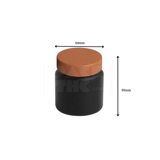 4oz plastic jar with smooth cap black with wooden lid