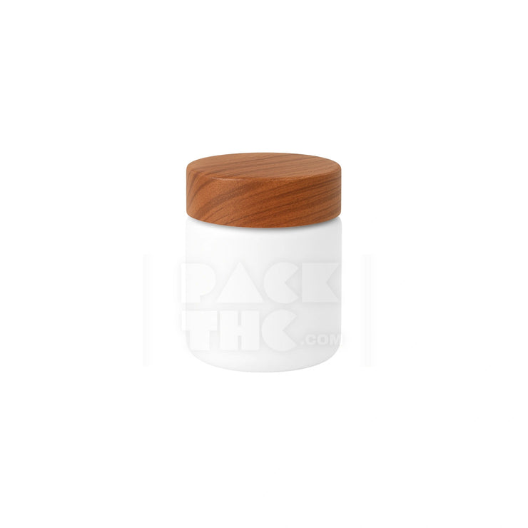 4oz plastic jar with smooth cap white with wooden lid