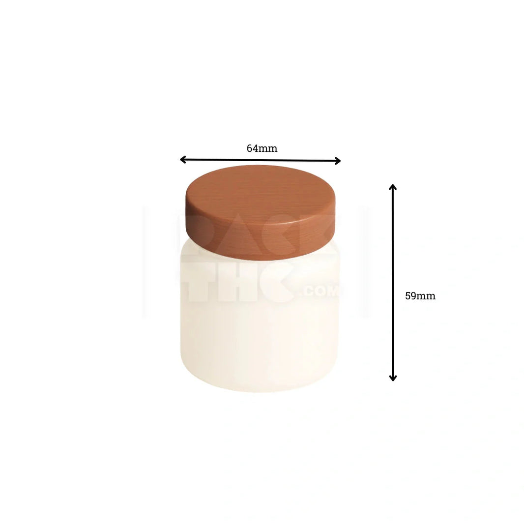 image 4oz plastic jar with smooth cap white with wooden lid