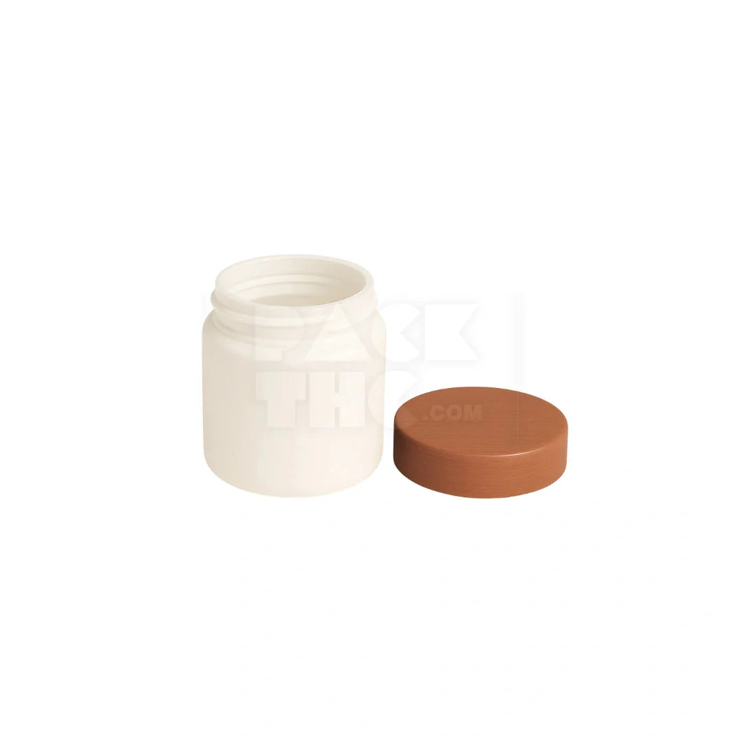 4oz plastic jar with smooth cap white with wooden lid