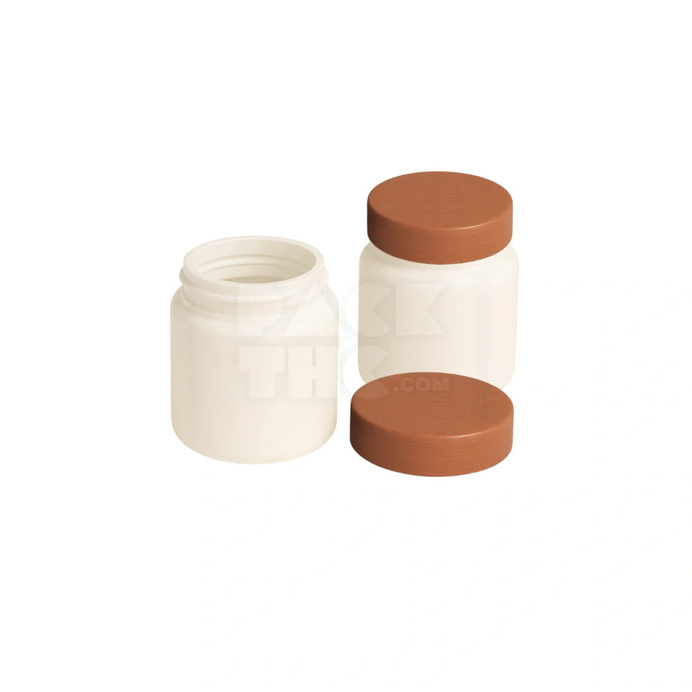 4oz plastic jar with smooth cap white with wooden lid