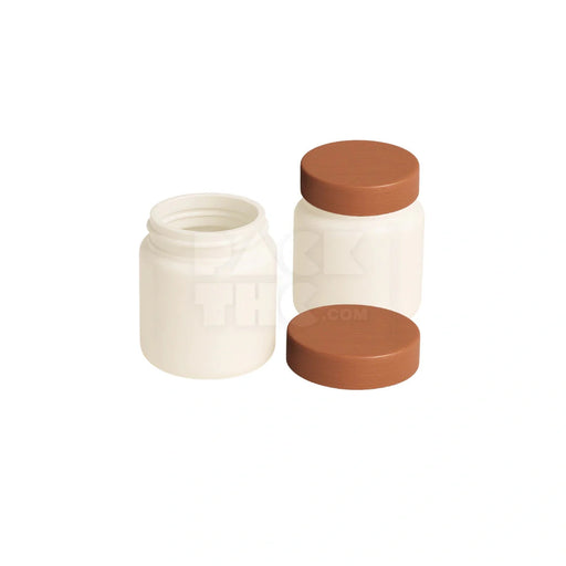 4oz plastic jar with smooth cap white with wooden lid