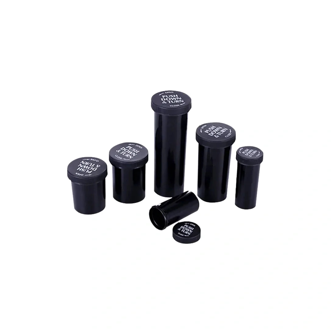 30 dram push turn reverse cap bottles black