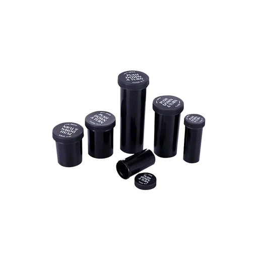 30 DRAM PUSH & TURN REVERSE CAP BOTTLES - BLACK - (190 COUNT)