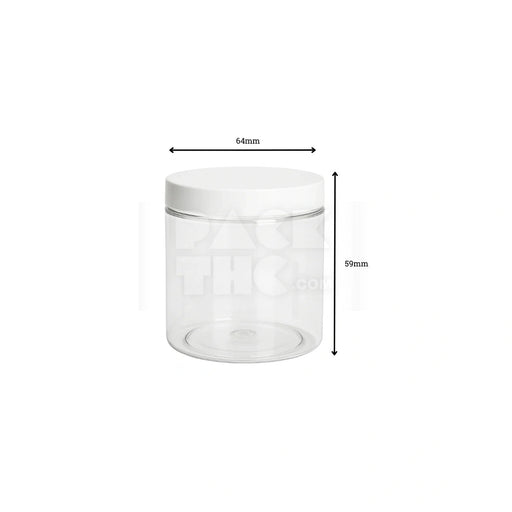 4OZ PLASTIC JAR WITH SMOOTH CAP - CLEAR WITH WHITE LID - (400 COUNT) Pack THC