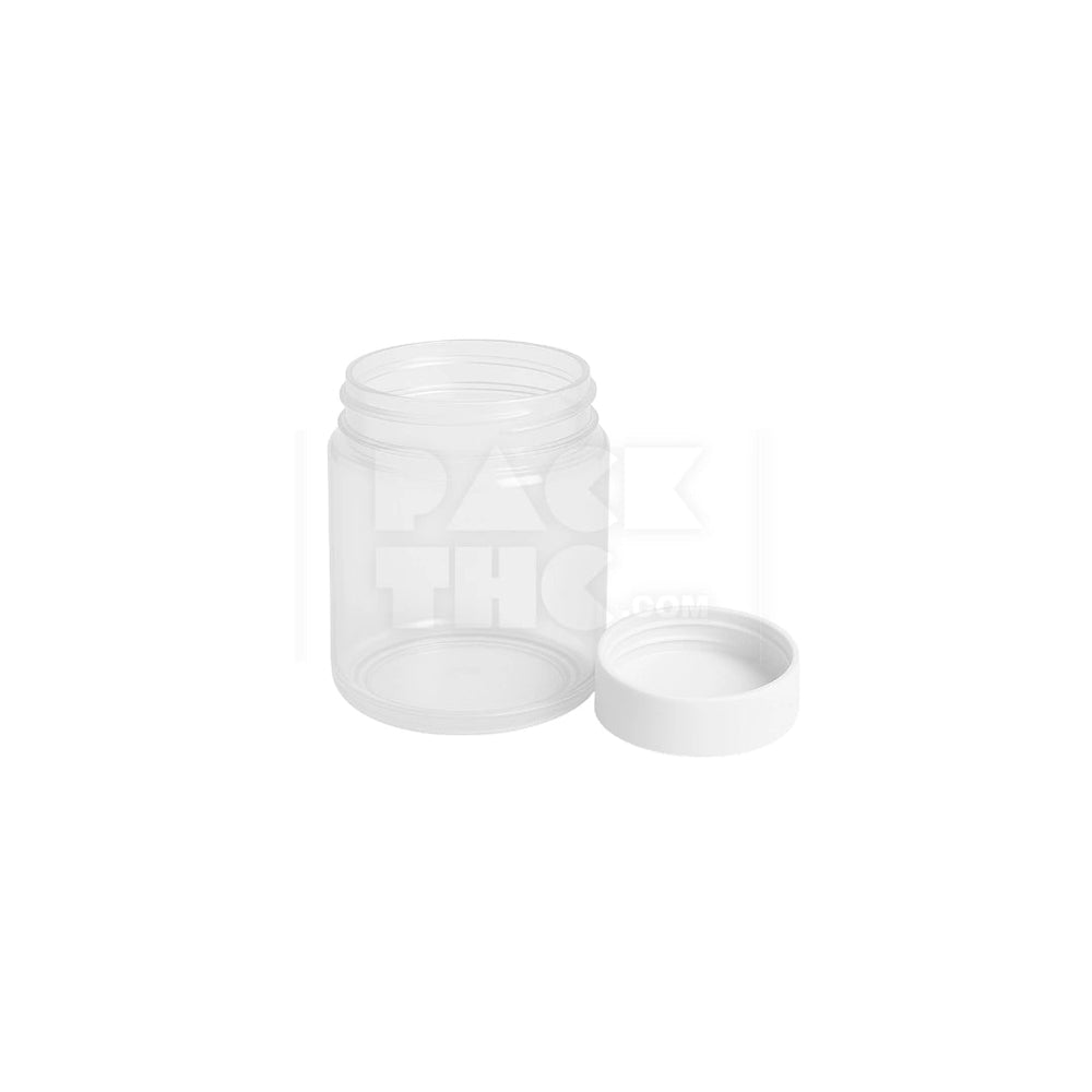 4OZ PLASTIC JAR WITH SMOOTH CAP - CLEAR WITH WHITE LID - (400 COUNT) Pack THC