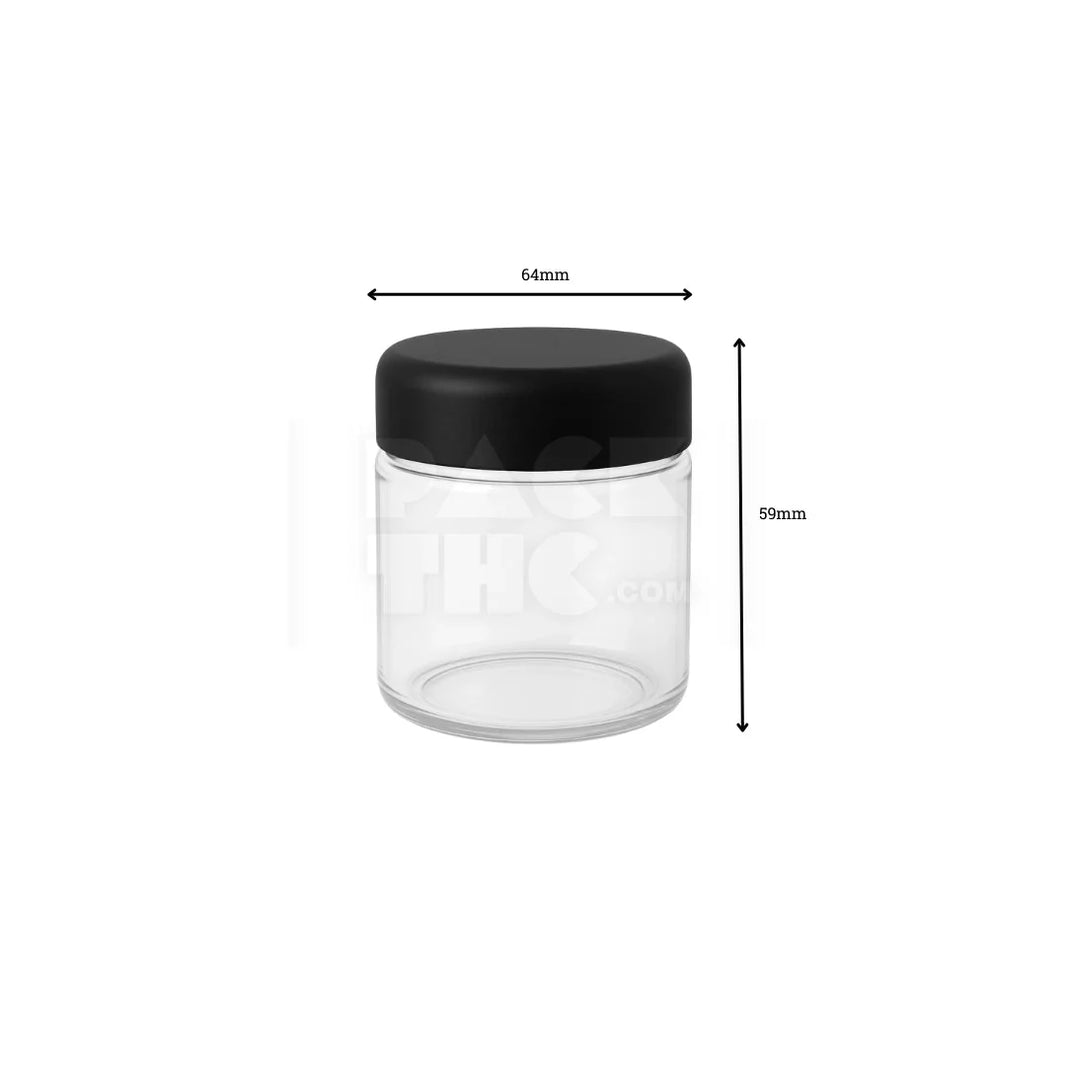 image 4oz plastic jar with curved cap clear with black lid