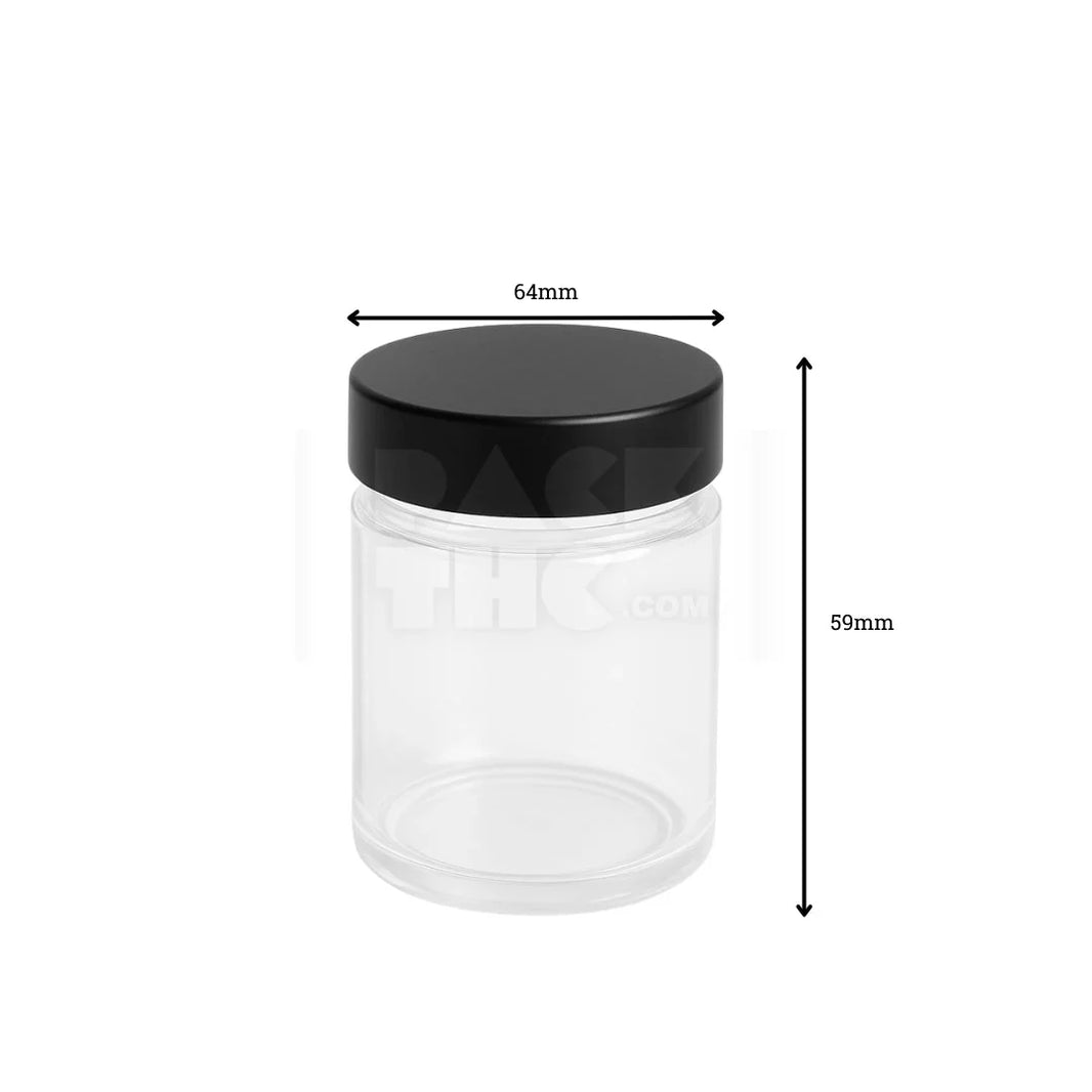 image 4oz plastic jar with smooth cap clear with black lid