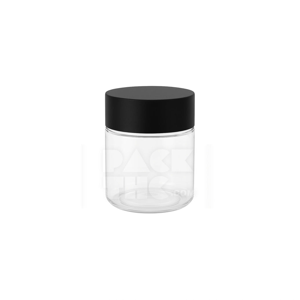 4oz plastic jar with smooth cap clear with black lid