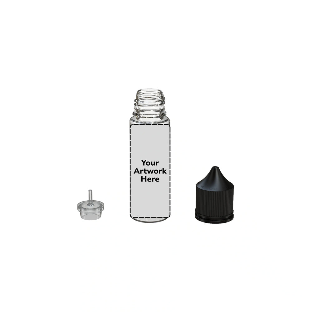 50ml v3 unicorn bottle clear black cap