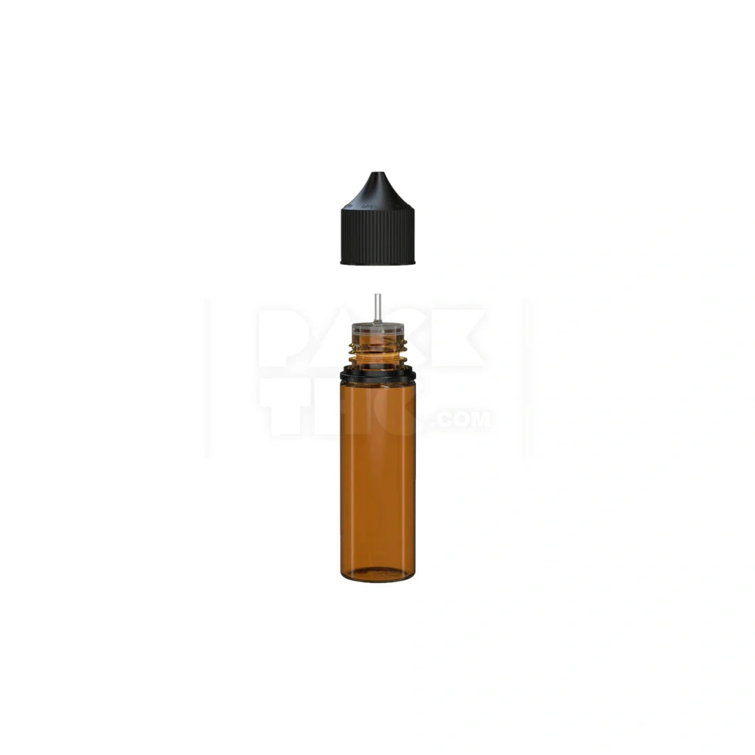 50ml v3 pet unicorn bottle cr translucent amber black cap 500 count