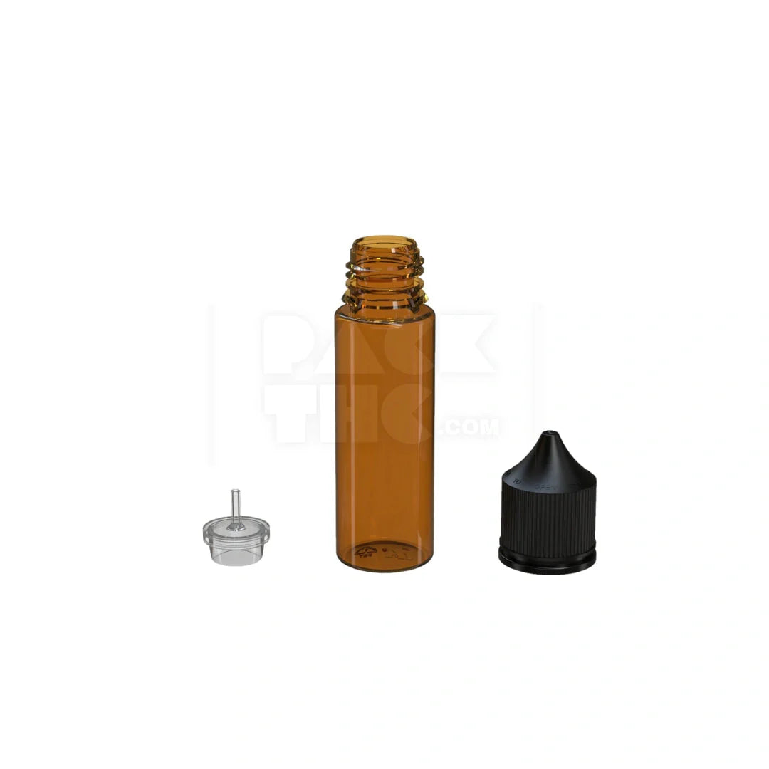 50ml v3 pet unicorn bottle cr translucent amber black cap 500 count