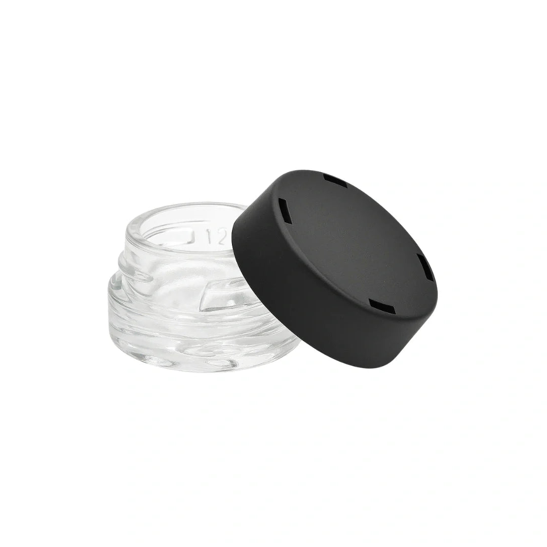 5 ml cr glass round concentrate container black lid