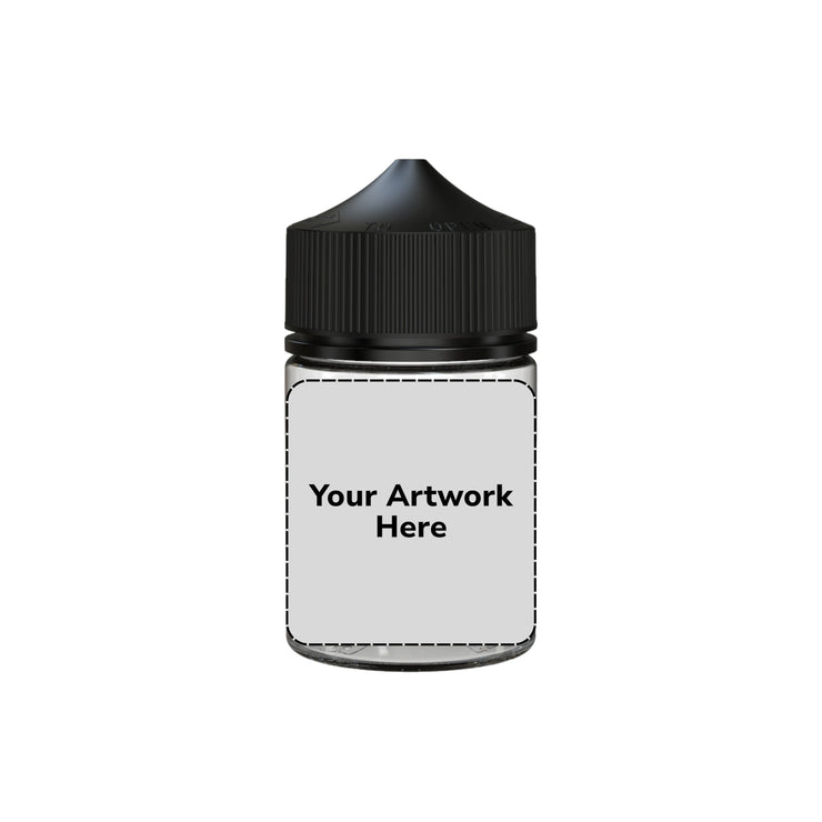 60ml stubby unicorn bottle clear black cap