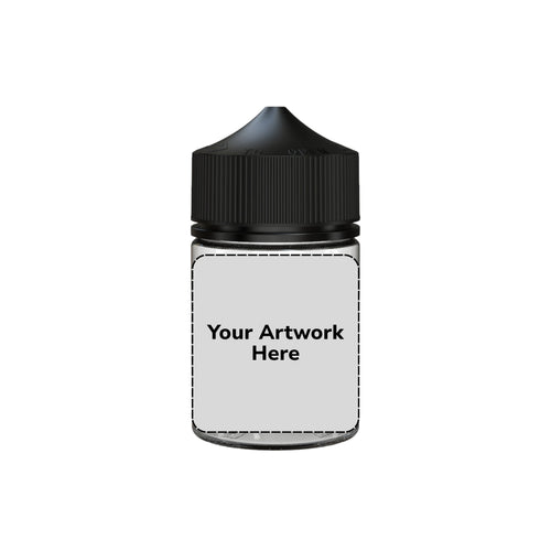 60ml stubby unicorn bottle clear black cap