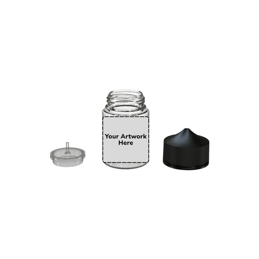 60ml stubby unicorn bottle clear black cap