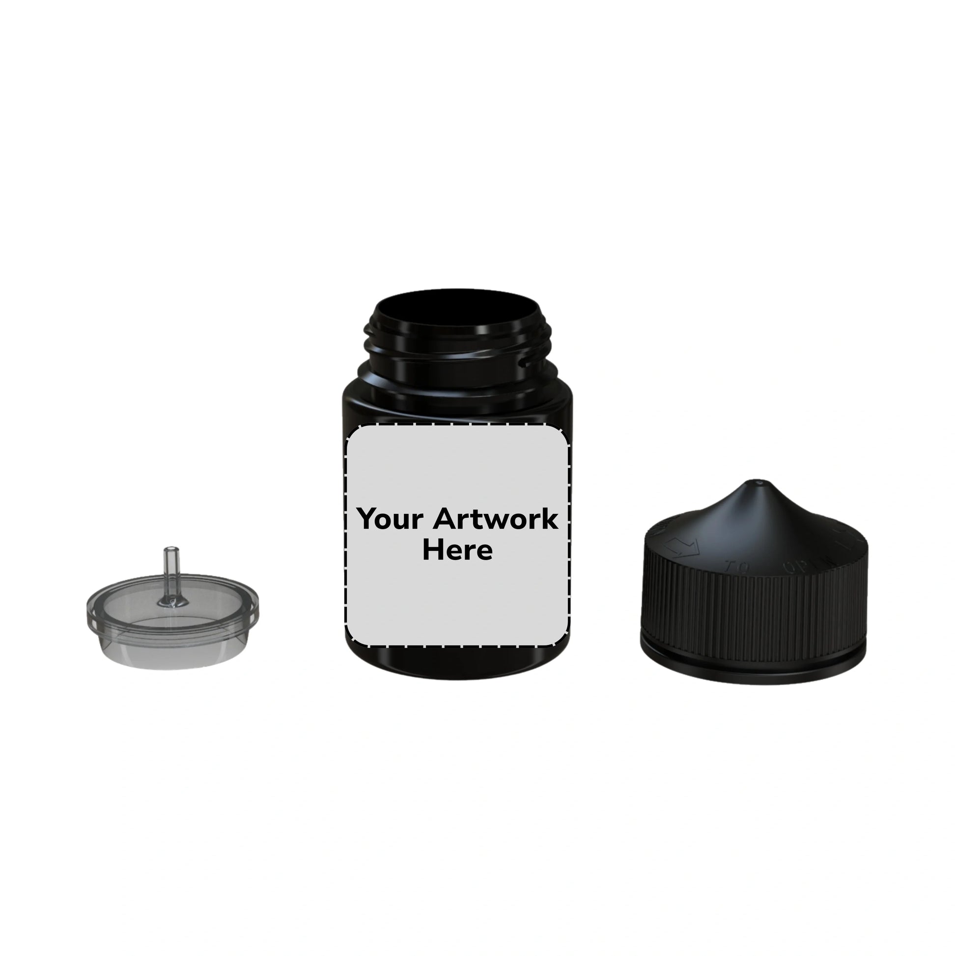 60ml stubby unicorn bottle translucent black