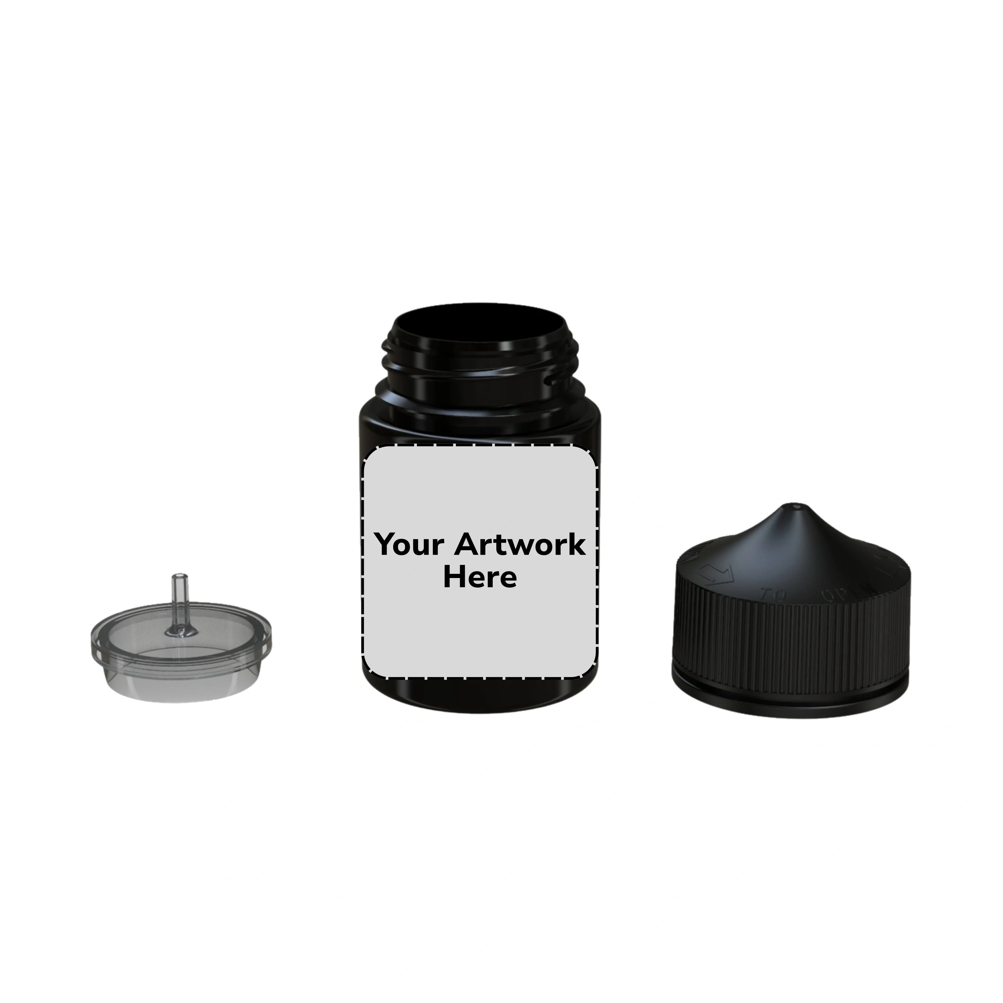 60ml stubby unicorn bottle translucent black