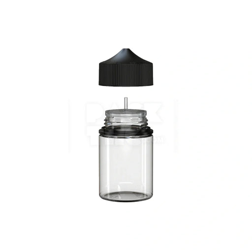 60ml stubby pet unicorn bottle cr clear natural black cap 500 count
