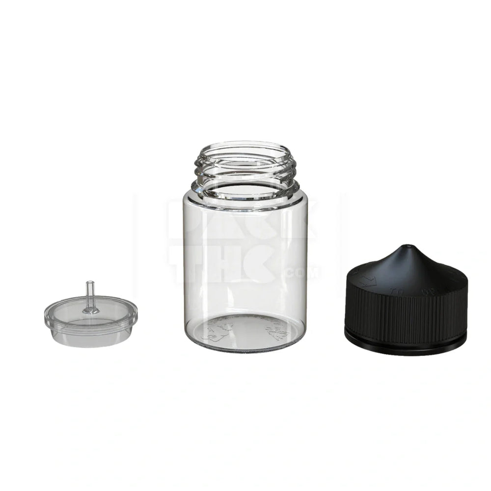 60ml stubby pet unicorn bottle cr clear natural black cap 500 count