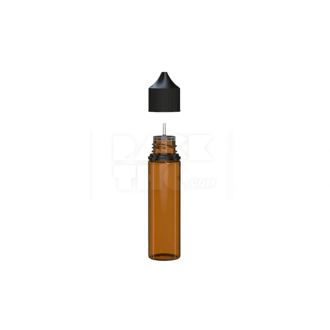 60ml v3 pet unicorn bottle cr translucent amber black cap 500 count