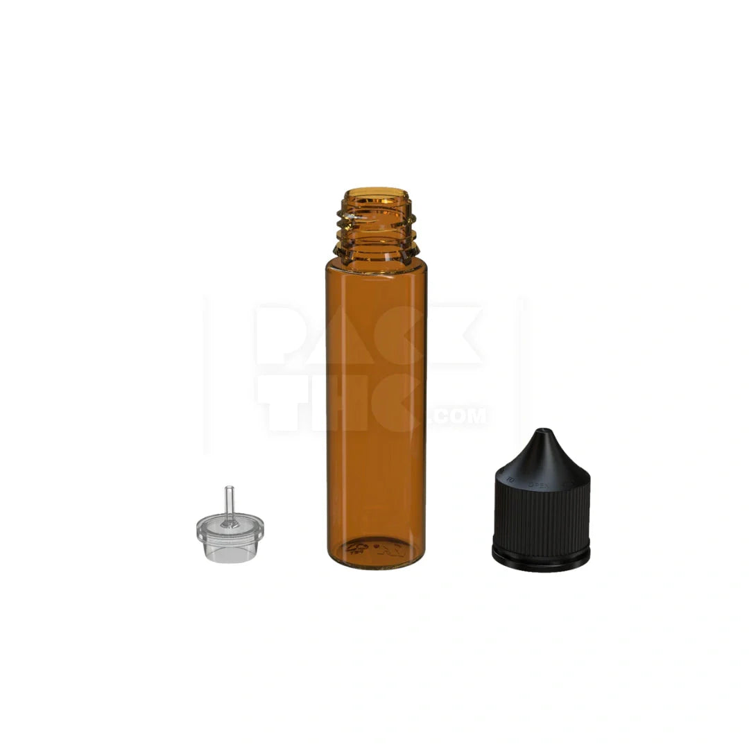 60ml v3 pet unicorn bottle cr translucent amber black cap 500 count