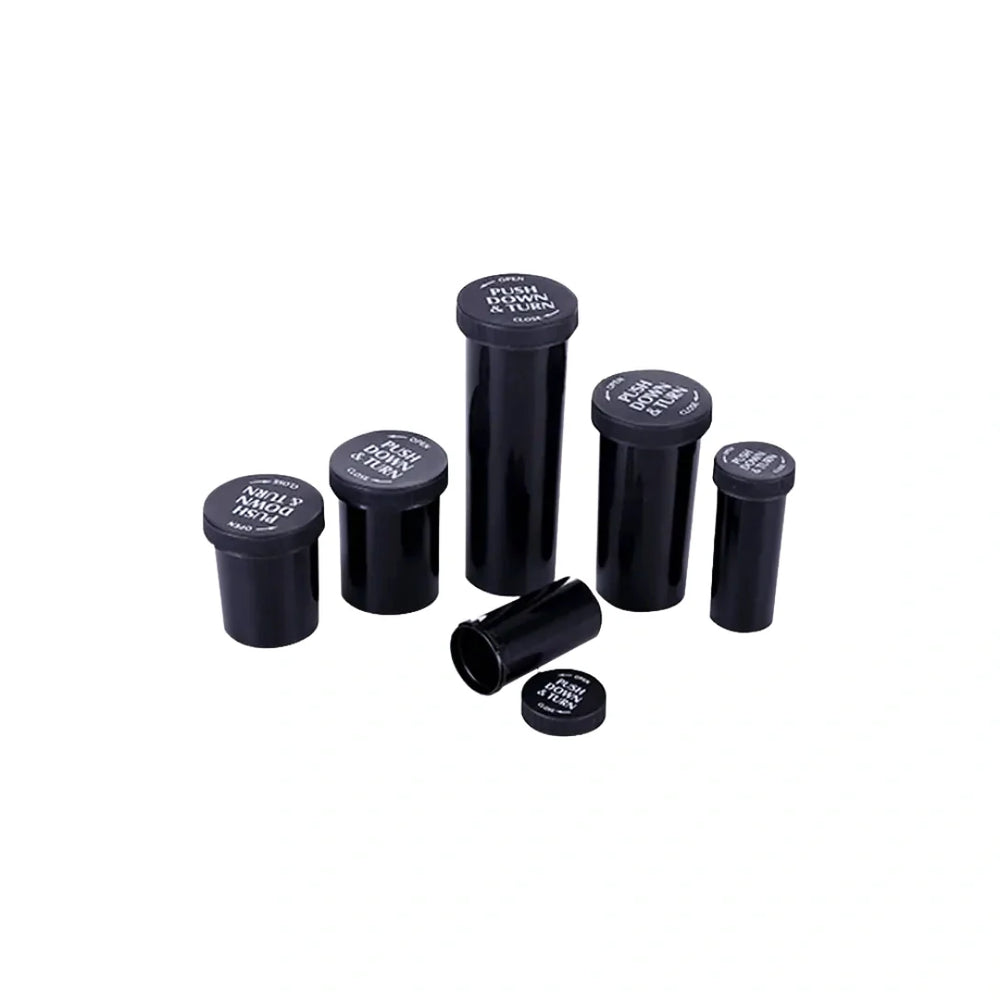 60 dram push turn reverse cap bottles black
