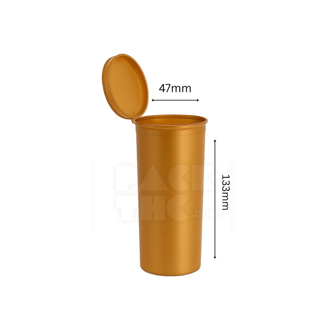 image 60 DRAM POP TOP VIAL - 1/2OZ - GOLDEN - (75 COUNT) Pack THC