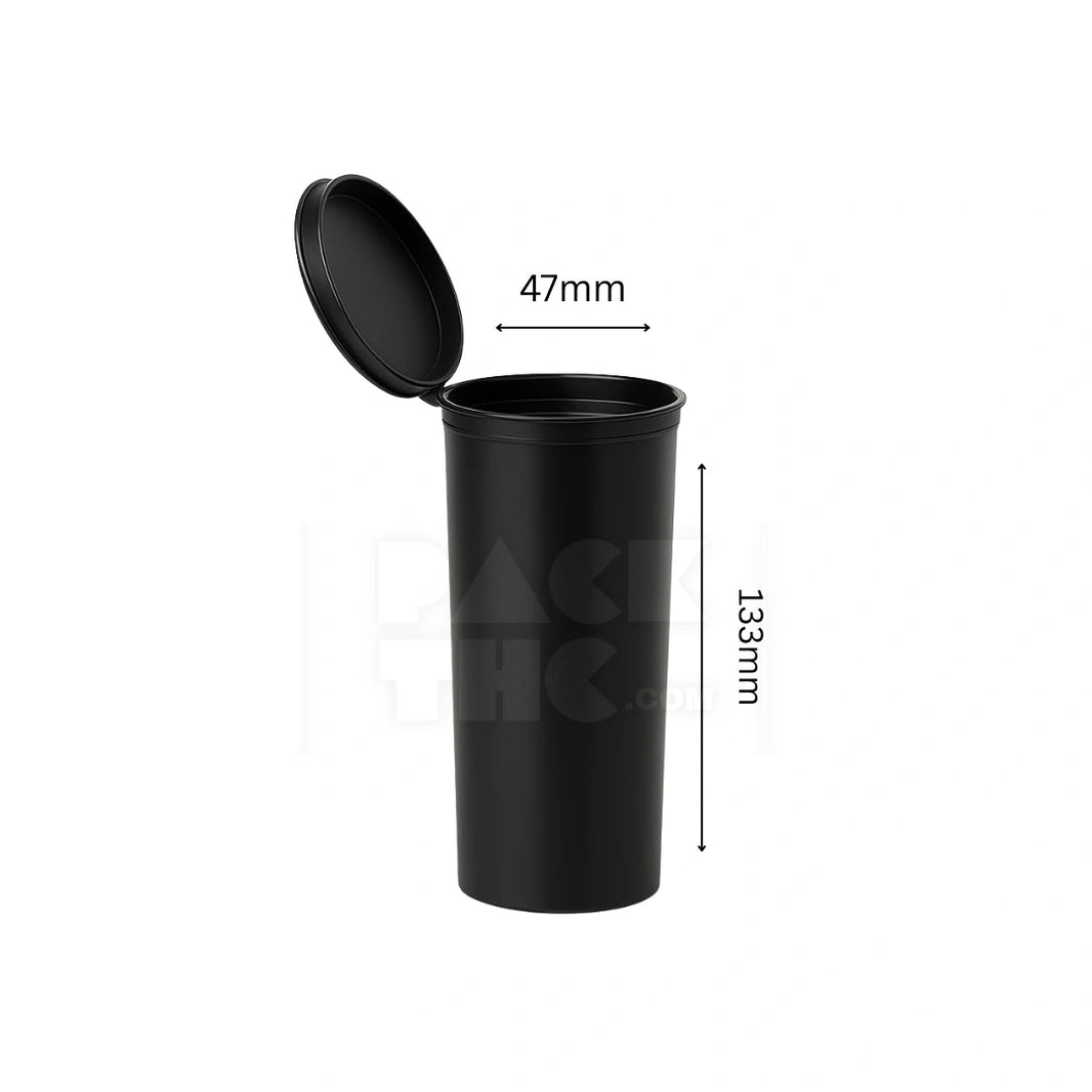 image 60 DRAM POP TOP VIAL - 1/2OZ - BLACK - (75 COUNT) Pack THC