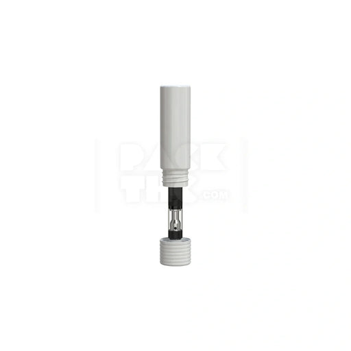 65mm spiral cr cartridge container flat bottom with 510 thread tamper evident break off band opaque white container with opaque white closure 400 count