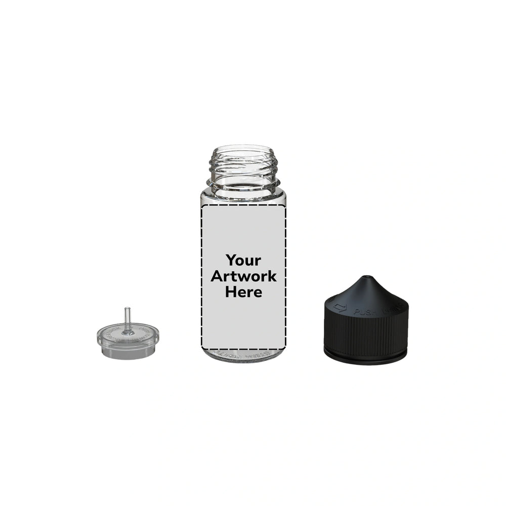 75ml mini unicorn bottle clear black cap