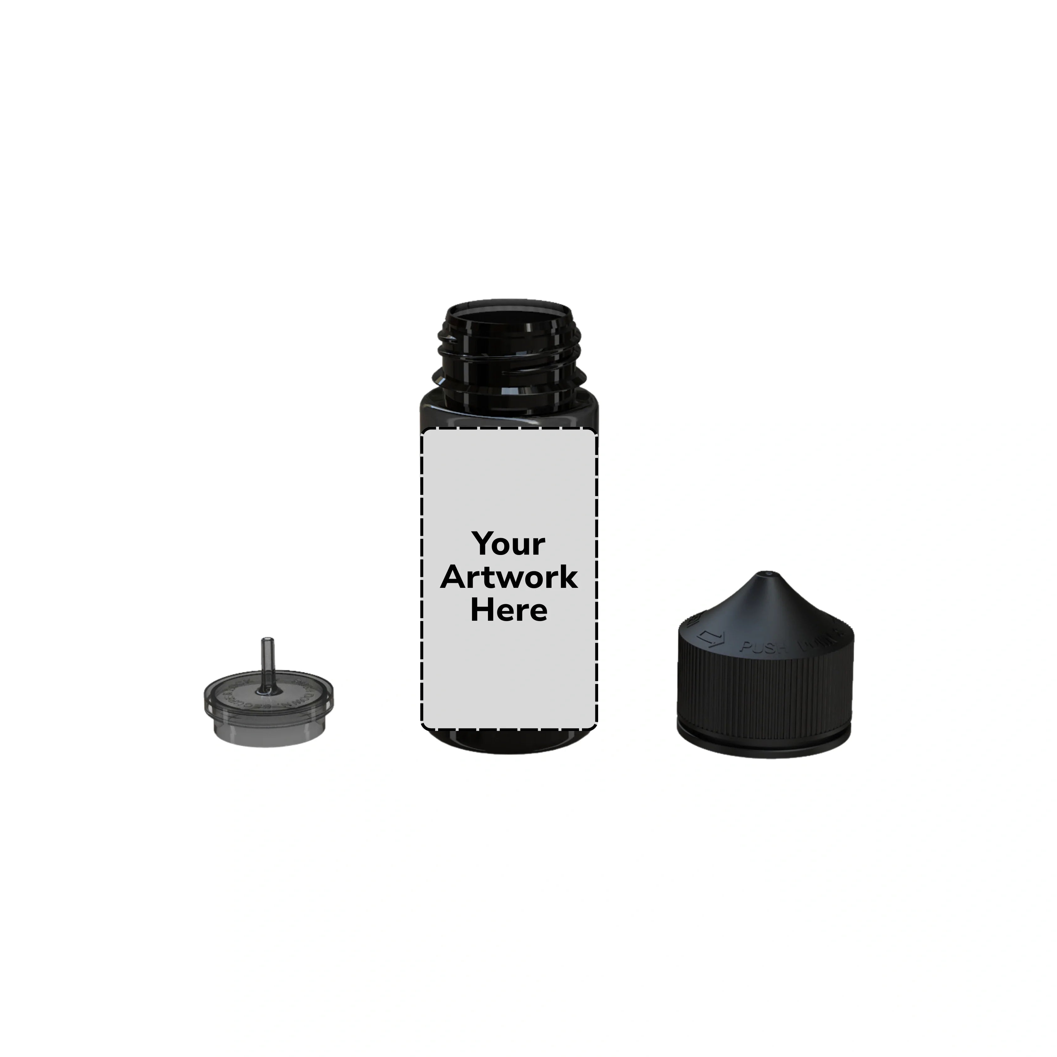 75ml mini unicorn bottle translucent black