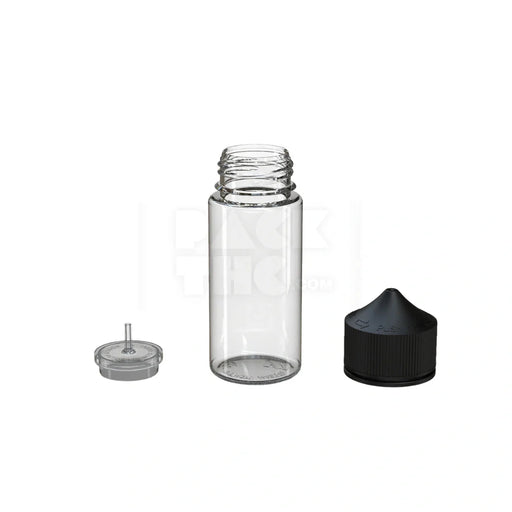 75ml mini pet unicorn bottle clear natural black cap 400 count