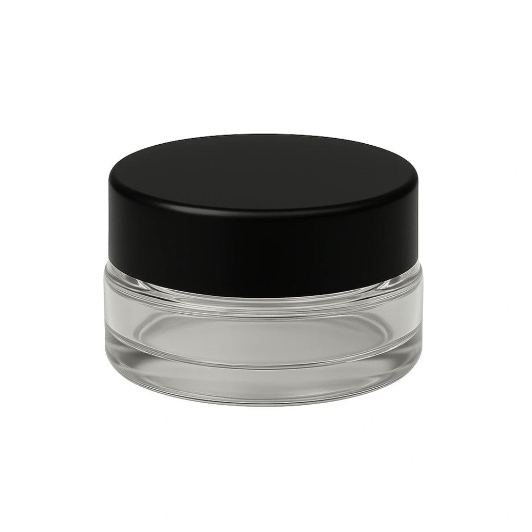 7 ml cr glass round concentrate container black lid