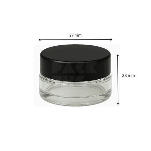 7 ml cr glass round concentrate container black lid