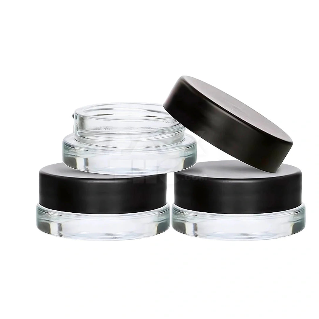 7 ml cr glass round concentrate container black lid