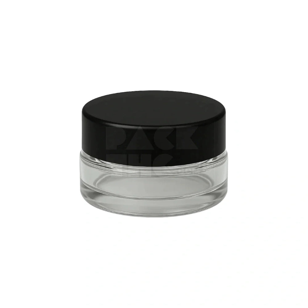 7 ml cr glass round concentrate container black lid